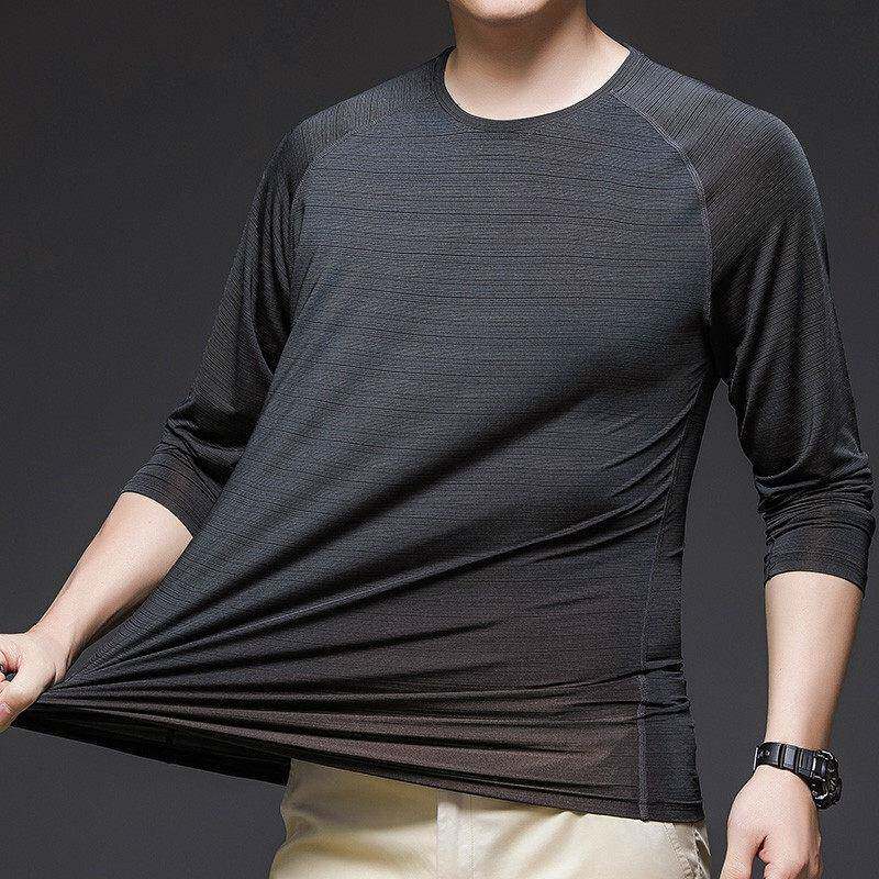 冰丝速干 干T恤男长袖薄款速干 干衣秋衣打底衫2025新款夏季男士T