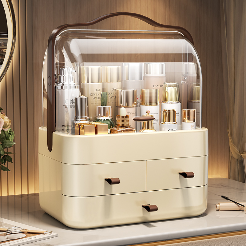 化妆品收纳盒防尘梳妆台桌面口红护肤品整理箱高级感抽屉式置物架