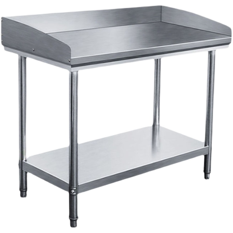 酒店厨房两层不锈钢置物架工w作台带档板操作台微波炉收纳灶台货