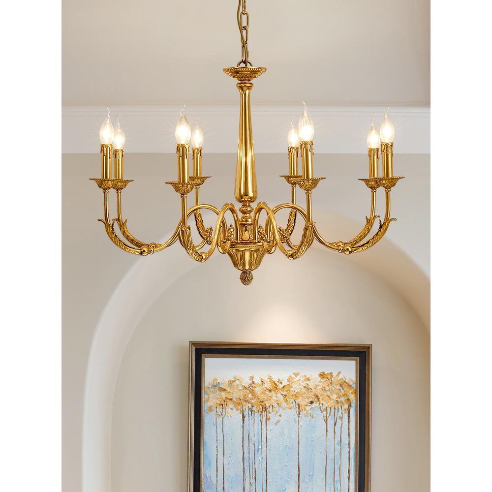 欧式复古客厅吊灯 中古餐厅卧室书房灯 法式美式简约轻奢全铜吊灯