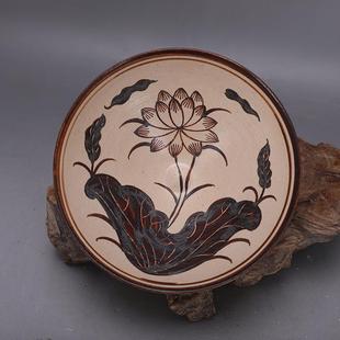 宋吉州窑彩绘荷花纹斗笠碗仿宋代老货瓷器影视拍摄道具装饰收藏品