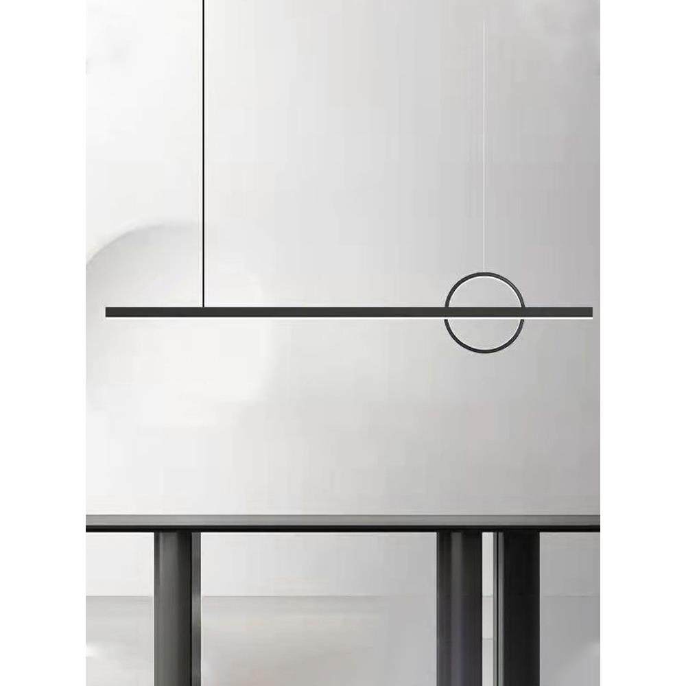 设计感餐厅长条吊灯全铜几何吧台灯书房前台后现代极简办公室吊灯