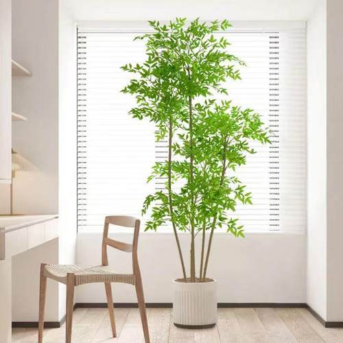 南天竹仿真绿植客厅轻奢盆栽室内大型造景植物装饰落地摆件假花树