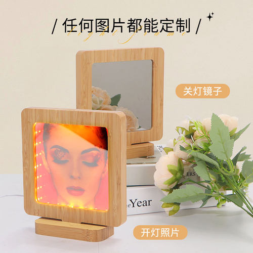 热转印铝板画 热升华涂层工艺摆台 个性DIY木板画 USB镜子灯光画