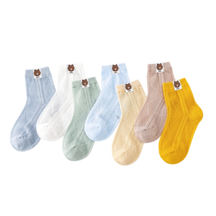 儿童袜子夏季薄款男童女童中大童网眼短袜男孩宝宝纯棉中筒袜夏天