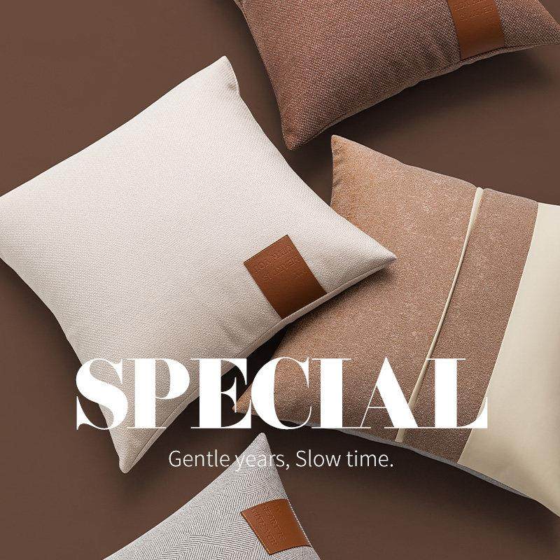 轻奢抱枕沙发客厅靠枕办公室椅子靠背垫纯色家用床头大靠背抱枕套