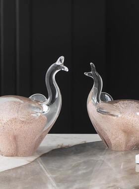 现代简约琉璃吉祥象摆件创意客厅玄关酒柜办公室家居艺术装饰品