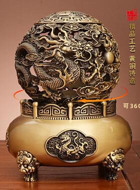 黄铜九转乾坤鼎时来运转摆件店铺开业工艺礼品龙凤戏珠办公室装饰
