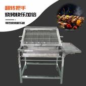 户外不锈钢翻转烧烤架旋转烧烤抖音网红烤鸡烤鱼牛排羊排鸡架露营
