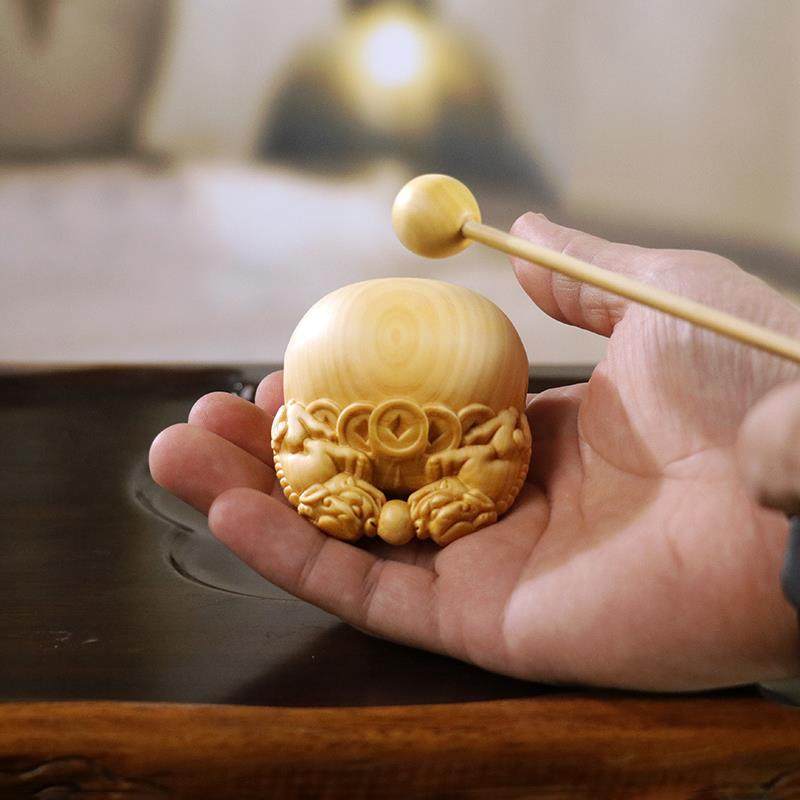 黄杨木雕貔貅木鱼木质随身携带中式手把件打击乐器佛系小摆件把件
