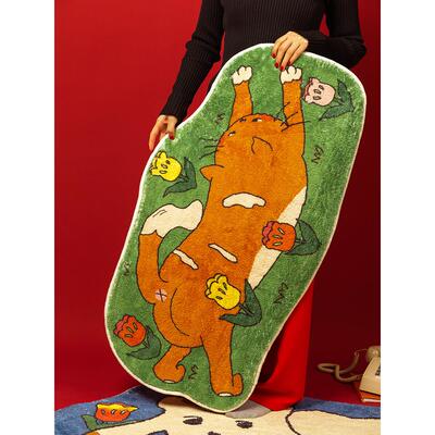 Ffan×Sweet街头艺术家合作麂皮床头毯家庭装饰地板垫可爱的郁金