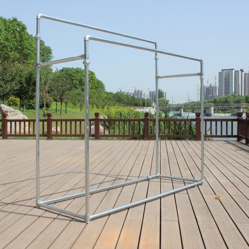 镀锌钢管晾衣架落置地单双杆架晒被子架水管晾衣服架不锈钢落地架