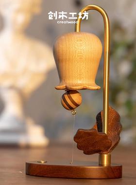 铃兰花与小蜜蜂/创木工坊扩香木质情绪稳定桌面摆件乔迁礼物