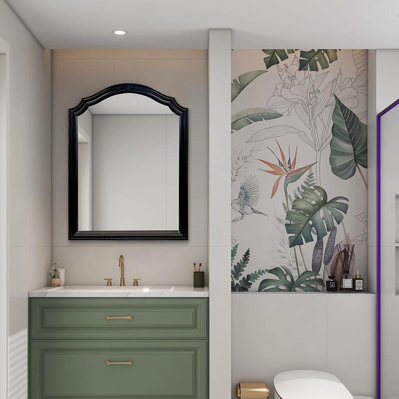 欧式拱形led智能卫浴镜法式轻奢壁炉装饰挂镜高档梳妆台化妆镜子