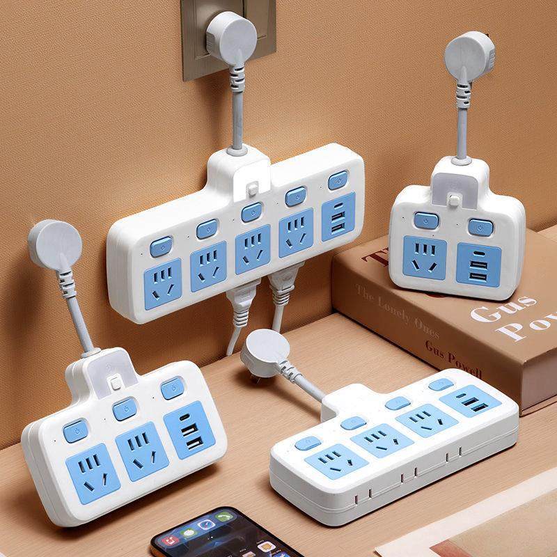 插座转换器多功能多孔usb插排插板无线拓展插头带夜灯独立开关