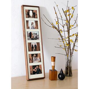 长条实木相框6连结婚纱照片4R打印定制做成6寸多图宫格相框挂墙