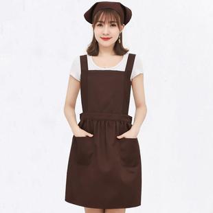 围裙家用厨房可爱女时尚黑工作服背心式夏季定制LOGO家务公主韩版