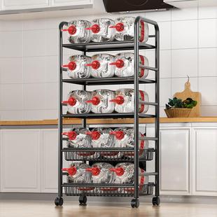 厨房置物架落地多层微波炉架子家用货架锅架蔬菜篮推车收纳储加厚