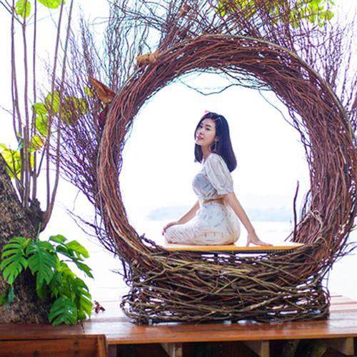 户外休闲藤编鸟巢吊椅ins网红巴厘岛景区创意摄影道具民宿秋千