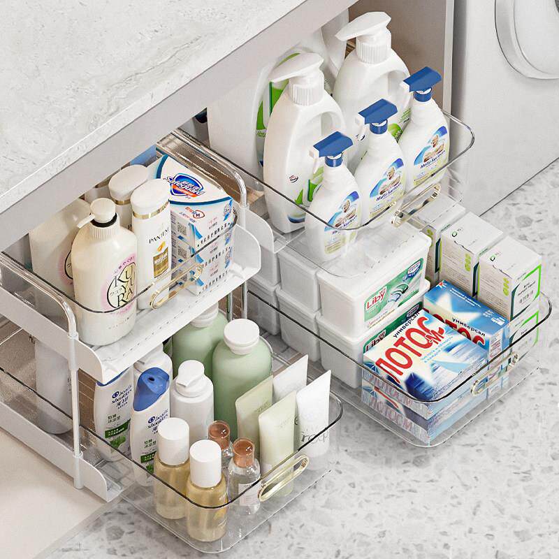 浴室柜置物架抽拉式卫生间洗漱台下水槽分层架洗手间化妆品收纳盒