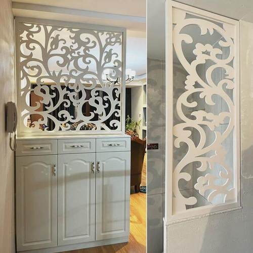 电视背景墙花格通花板玄关隔断PVC屏风干湿分离镂空雕花防水防潮