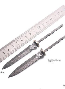 7cm大马士革茶刀胚 茶剑胚 茶针胚 撬茶用具 半成品茶道配件001