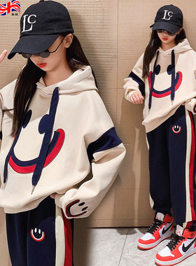 英国netx kiss女童卫衣春秋冬款套装2024新款儿童中大童运动上衣