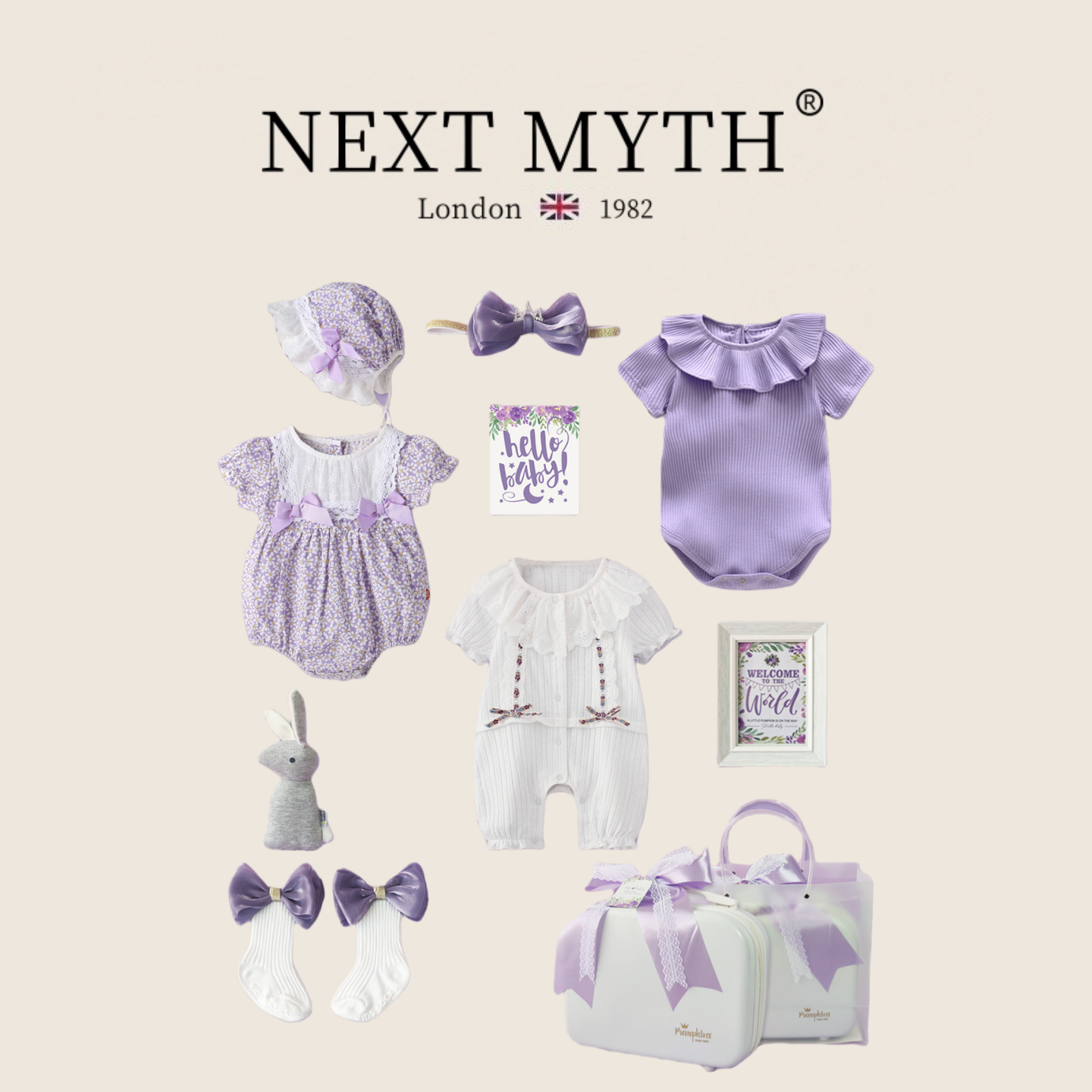 NEXT MYTH夏季女宝宝甜美可爱包屁衣连体衣满月百日新生婴儿礼盒