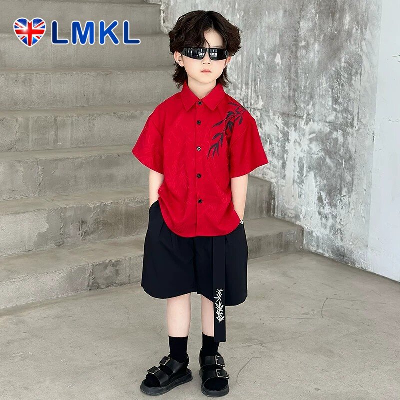 英国LMKL男童套装夏季2026新款儿童薄款吸湿排汗短袖小男孩两件套