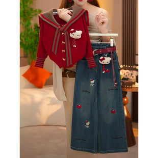 法国BADNUT女童KT凯蒂猫套装春秋冬2026新款儿童毛衣外套牛仔裤