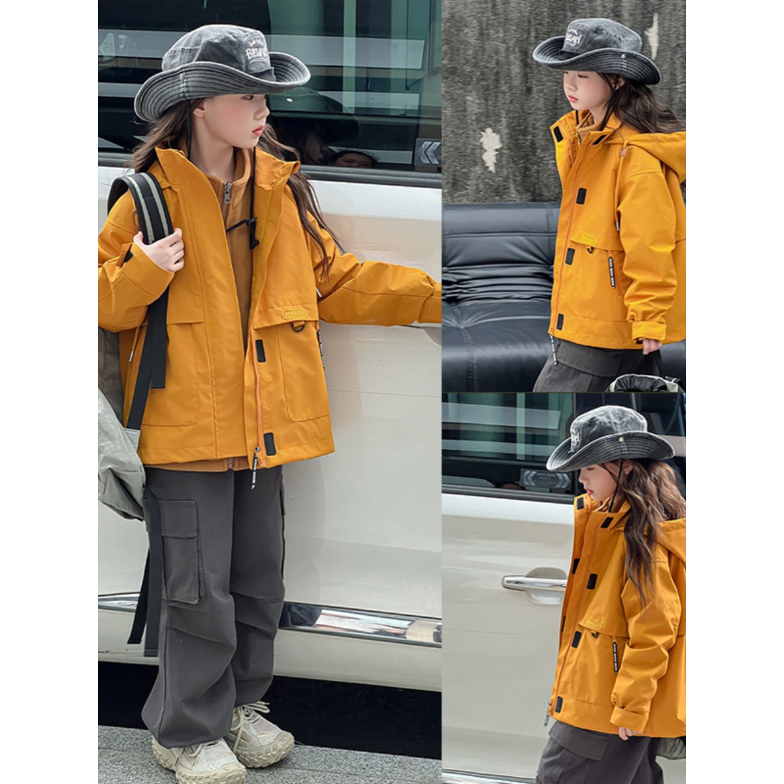 英国NextKiss女童冲锋衣三合一可拆卸2025新款外套儿童春秋款套装