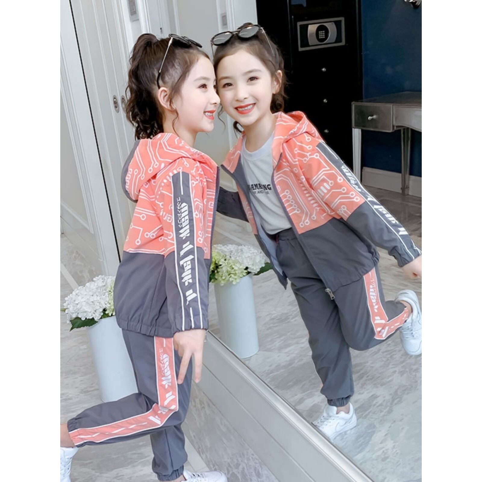 女童秋装套装2024新款儿童装洋气网红运动服中大童时髦女孩两件套