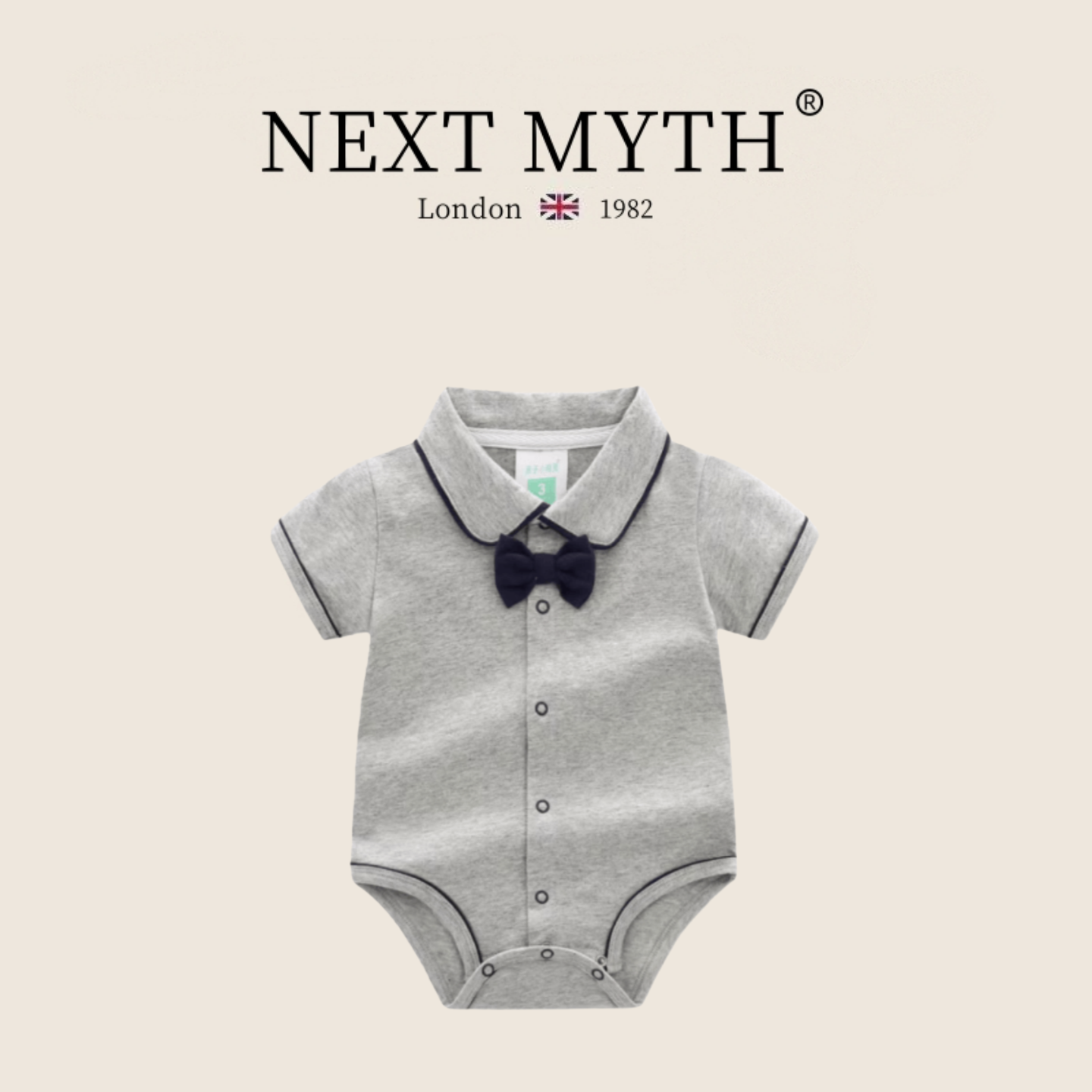 NEXT MYTH夏季纯棉帅气男女宝宝满月百天包屁衣婴幼儿绅士连体衣
