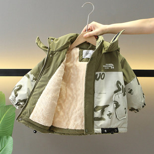 英国DHWA男童棉服冬季酷帅儿童装加绒加厚防风棉衣袄冬装风衣外套