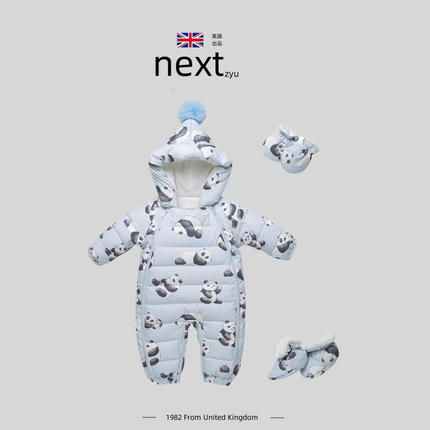 英国next zyu官方正品新生婴幼儿羽绒服冬连体衣包脚宝宝外出抱衣