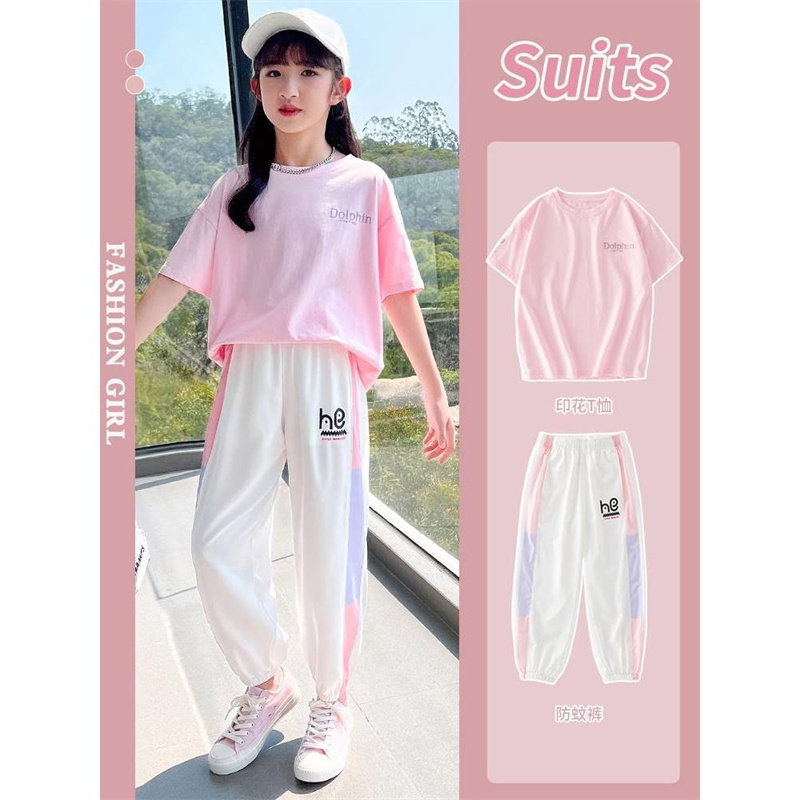 DGKP儿童夏季休闲运动套装2026新款女大童短袖女孩衣服