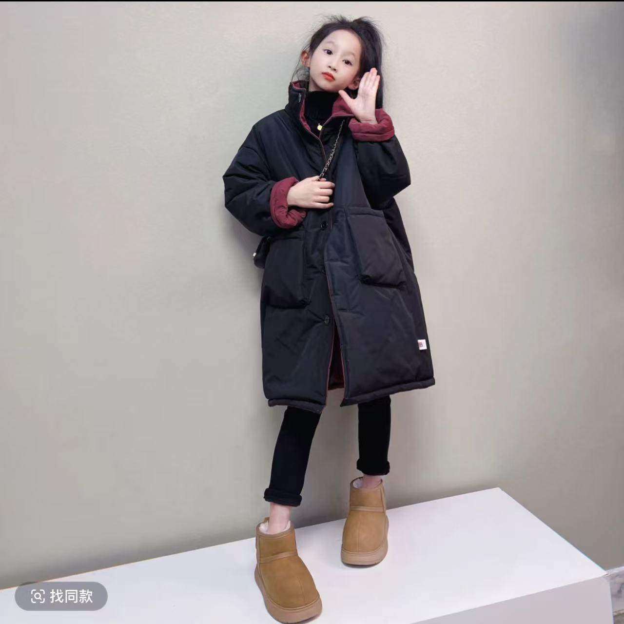 法国BADNUT女童羽绒棉服秋冬2026新款儿童双面棉衣中大童保暖外套