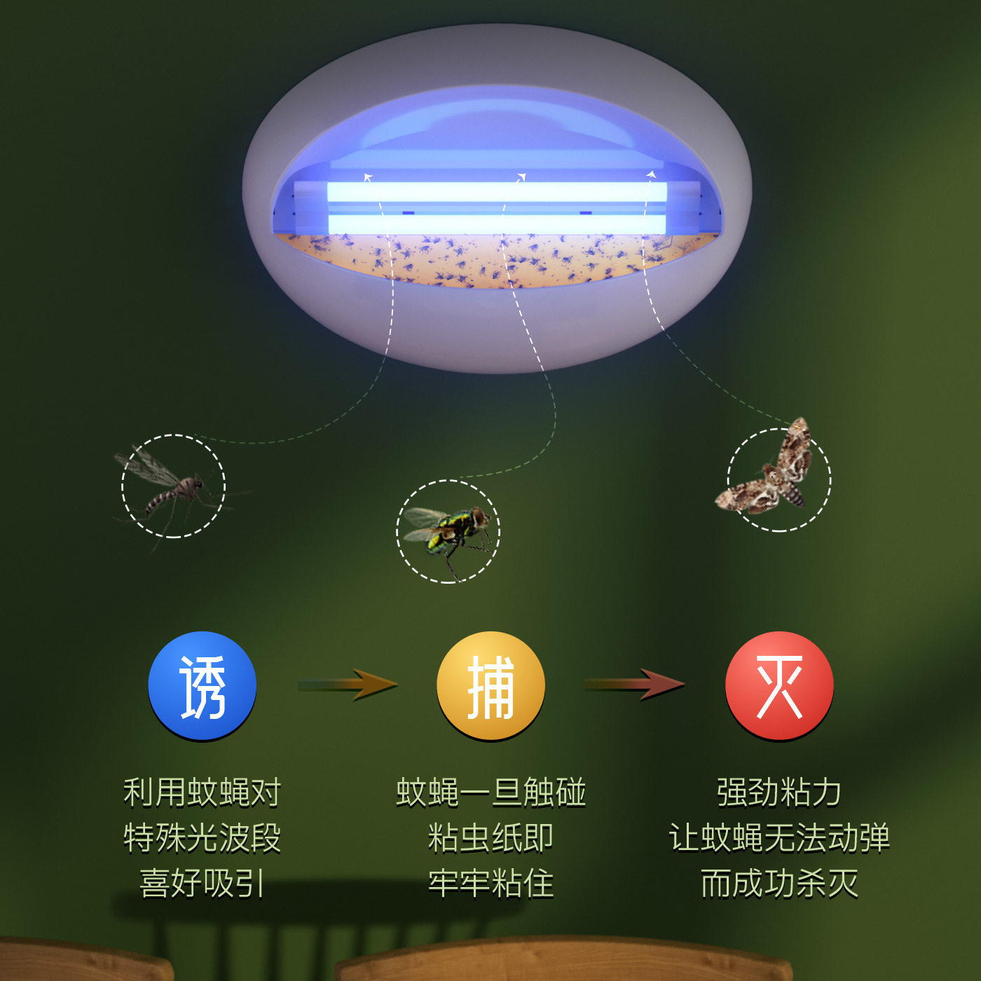 灭蚊灯粘捕灭蝇灯餐厅饭