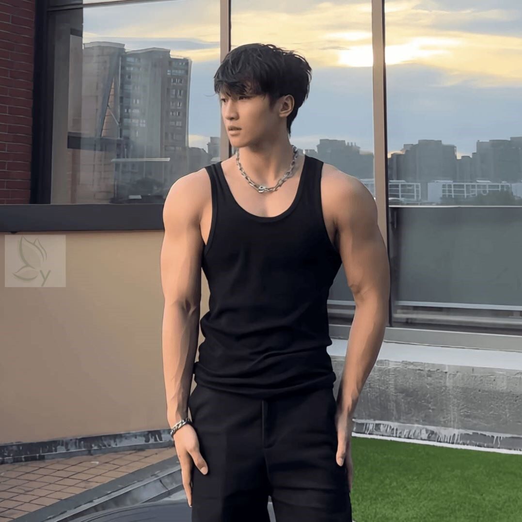 夏季美式重磅粗螺纹背心显大健身外穿男打底紧身透气弹力黑色撸铁