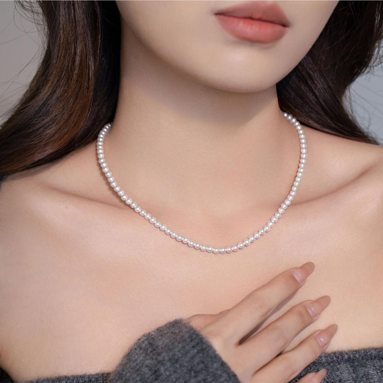 MUIN 4mm精致baby珠时尚设计高级感锁骨链Choker链小米珠万能项链