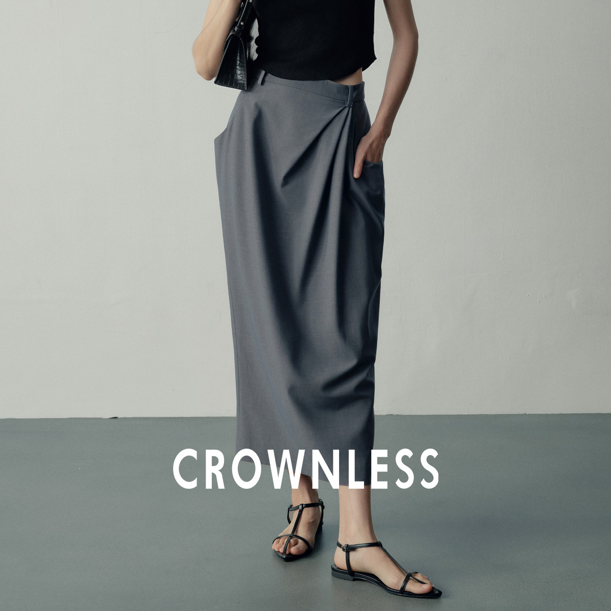 羊毛松弛解构不对称褶皱半裙