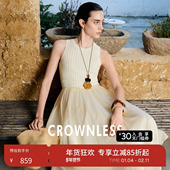 CROWNLESS未冕2025夏新INS风浅春系Dress light桃心镂空连衣裙