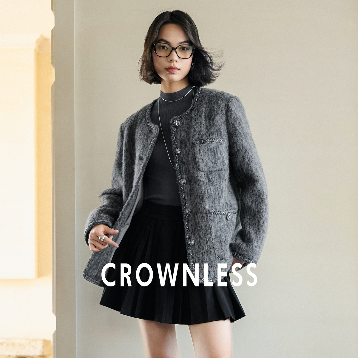 小香风绒感双色ALPACA软呢外套