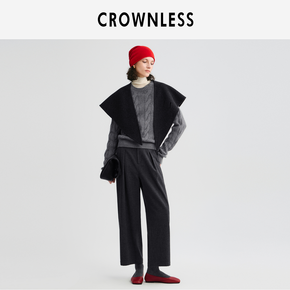 显高九分裤长 复古宽腰袢 前后腰不对称