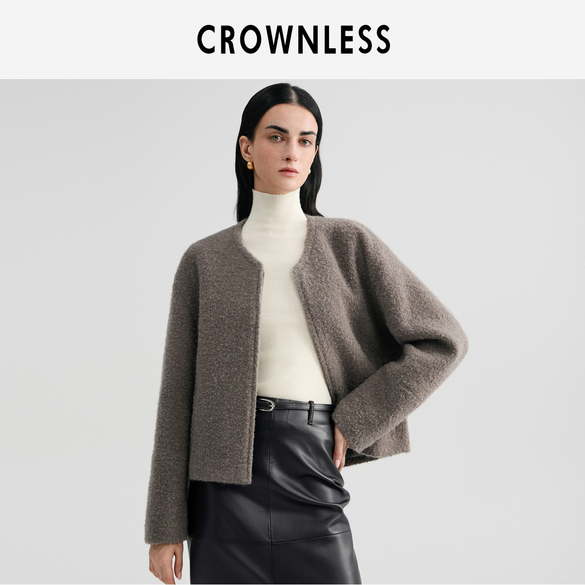 马海毛羊毛圈圈面料短外套