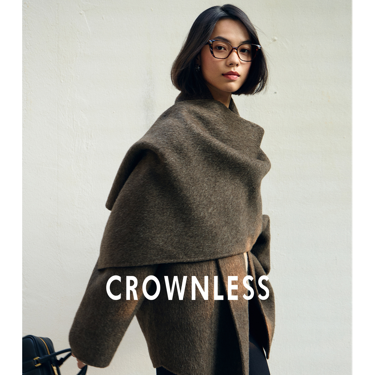 羊毛双面呢型感围巾披肩中长大衣