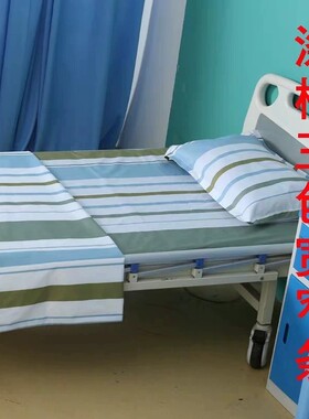 新学生宿舍三件套床单被罩枕套纯棉D加厚蓝绿白格无菌面料全棉被