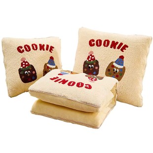 新珊瑚绒抱枕被子两用二r合一加厚车载腰靠垫办公午睡毯子牛奶绒