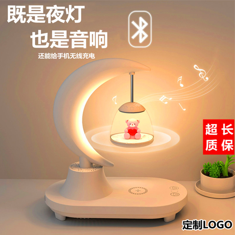 新新款高音质蓝牙音箱卧室小w夜灯床头七彩氛围手机无线充电生日图片