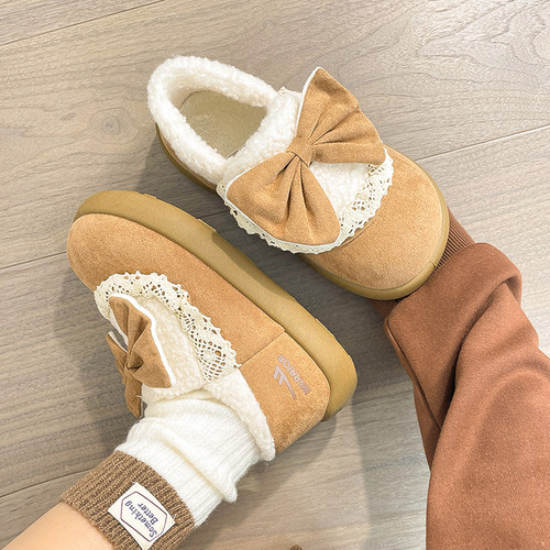 回力可爱蝴蝶结毛绒雪地靴